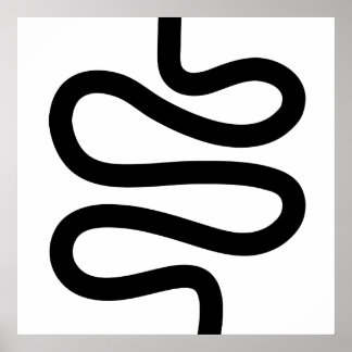 Póster Línea curva - Negro sobre Blanco