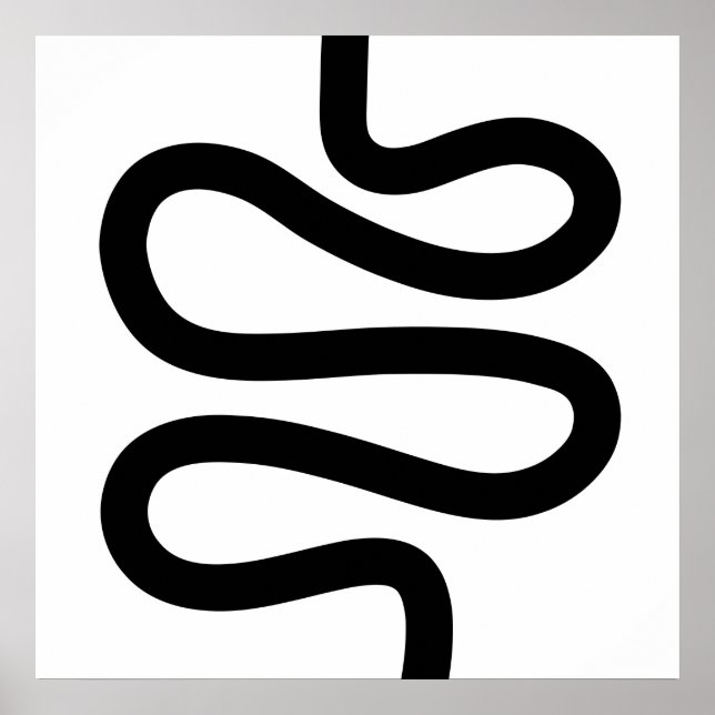 Póster Línea curva - Negro sobre Blanco (Frente)