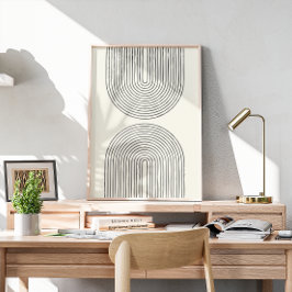 Póster Línea de acuarela II de mediados de siglo