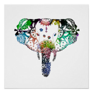 Póster Línea de arcoiris de tinte de arena maraña elefant