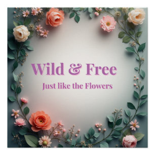 Póster Línea de Arte Floral Salvaje y Libre   Diseño Míni