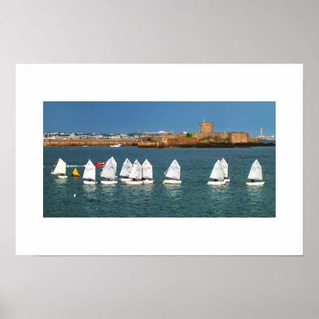 Póster Línea de barcos Optimist (Frente)