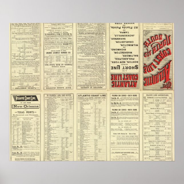 Póster Línea de costa atlántica de página de texto (Frente)