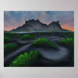 Póster Línea de costa mística: Stokksnes en el paisaje ma