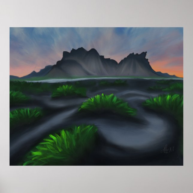 Póster Línea de costa mística: Stokksnes en el paisaje ma (Frente)