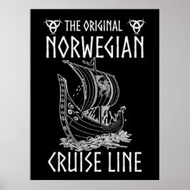 Póster Línea de crucero noruega original - Viaje nostálgi