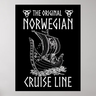 Póster Línea de crucero noruega original - Viaje nostálgi