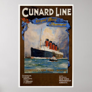 Póster Línea de Cunard - Lusitania