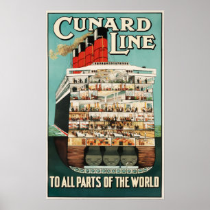 Póster Línea de Cunard - poster del viaje del vintage