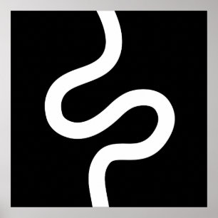 Póster Línea de curvas 02 - Blanco sobre negro