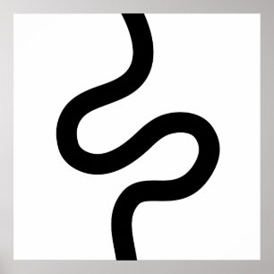 Póster Línea de curvas 02 - Negro sobre blanco