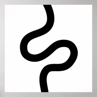 Póster Línea de curvas 02 - Negro sobre blanco