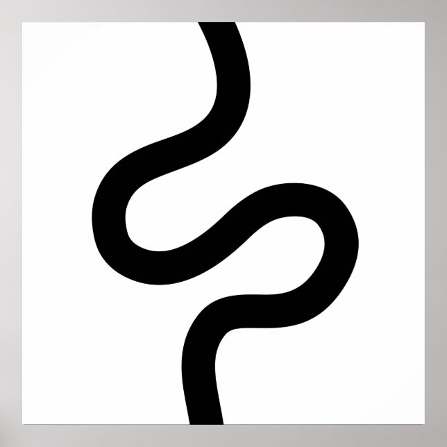 Póster Línea de curvas 02 - Negro sobre blanco (Frente)