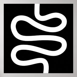 Póster Línea de curvas - Blanco sobre negro