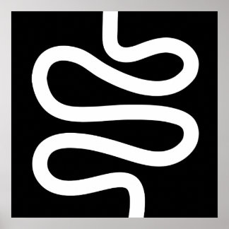 Póster Línea de curvas - Blanco sobre negro