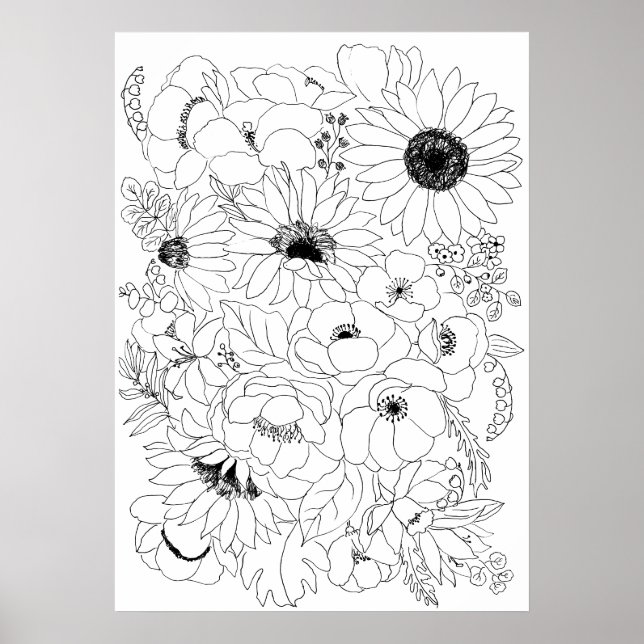 Póster línea de disposición de flores 2 (Frente)