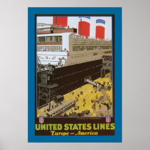 Póster Línea de Estados Unidos, Leviatán al muelle