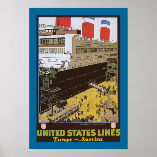 Póster Línea de Estados Unidos, Leviatán al muelle (Frente)