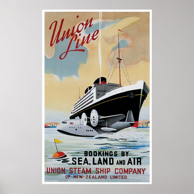 Póster Línea de la Unión Steamship Ocean Liner (Frente)