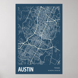 Póster Línea de mapa de la ciudad de Texas