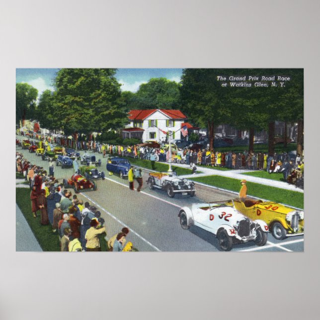 Póster Línea de partida en la carrera del Gran Premio (Frente)