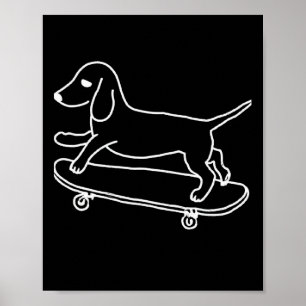 Póster Línea de patinaje de perro wiener Dachshund Chiwee