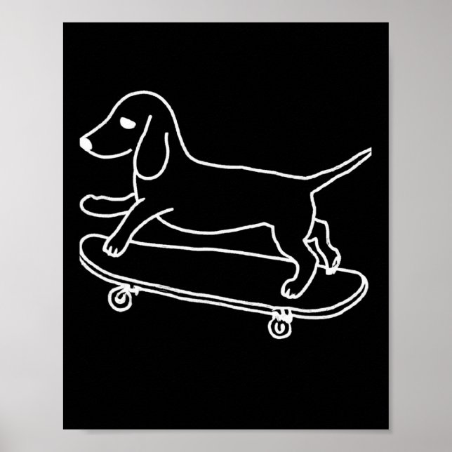 Póster Línea de patinaje de perro wiener Dachshund Chiwee (Frente)