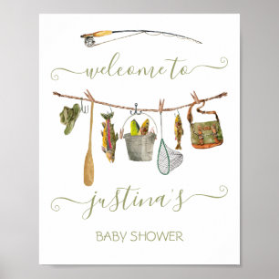 Póster Línea de ropa Baby Shower para el carrete de pesca