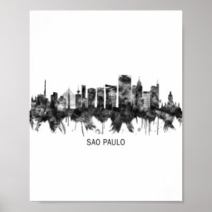 Póster Línea de Skyline Brasil de Sao Paulo