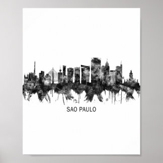 Póster Línea de Skyline Brasil de Sao Paulo