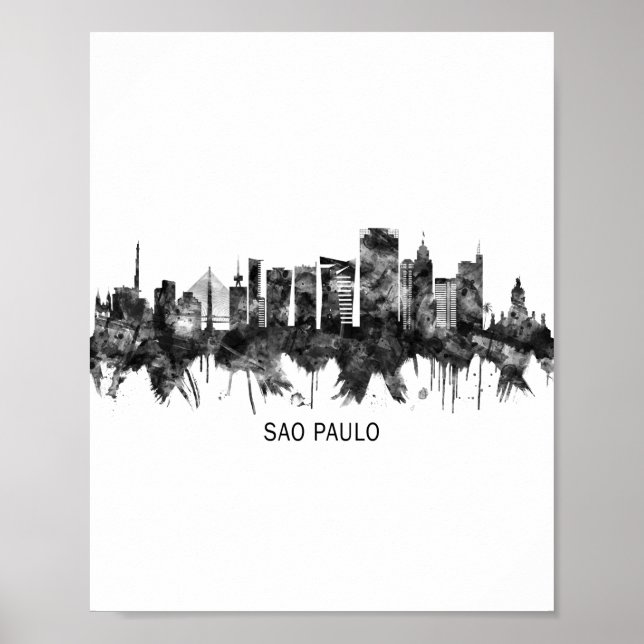 Póster Línea de Skyline Brasil de Sao Paulo (Frente)