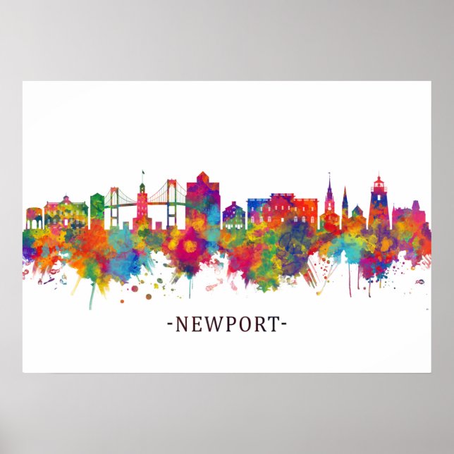 Póster Línea de Skyline de la isla Rhode de Newport (Frente)