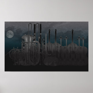 Póster Línea de Skyline nocturna del Instrumento de la Or