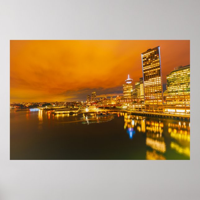 Póster Línea de Skyline Sunset de Vancouver (Frente)