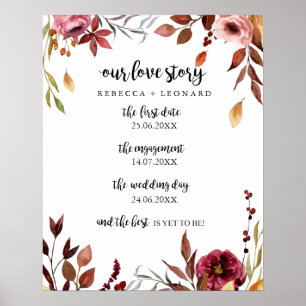 Póster línea de tiempo de historias de amor boda signo fl