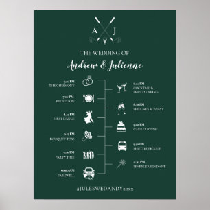 Póster Línea de tiempo del Boda de golf del Monograma Ver