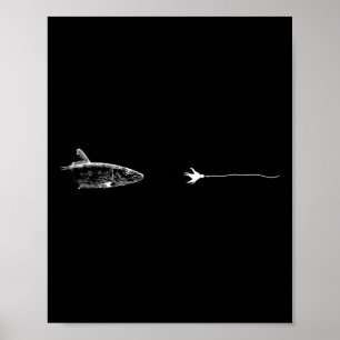 Póster Línea Gráfica De Cojín De Pesca De Mosca - Pescado