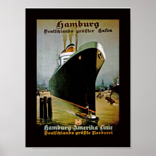 Póster Línea Hamburgo-Amerika