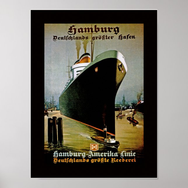 Póster Línea Hamburgo-Amerika (Frente)