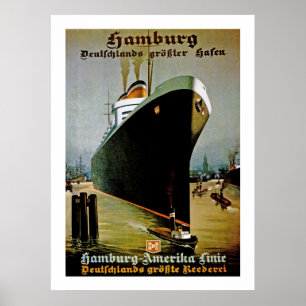 Póster Línea Hamburgo-Amerika