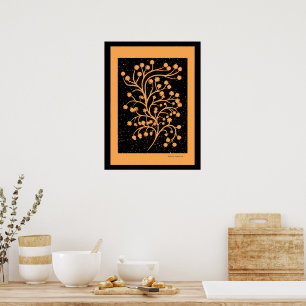 Póster Línea Jardín de Medianoche Ámbar Dorado