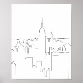 Póster Línea Mínima de la Ciudad de Nueva York