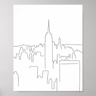 Póster Línea Mínima de la Ciudad de Nueva York