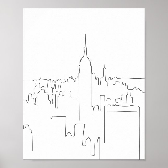 Póster Línea Mínima de la Ciudad de Nueva York (Frente)