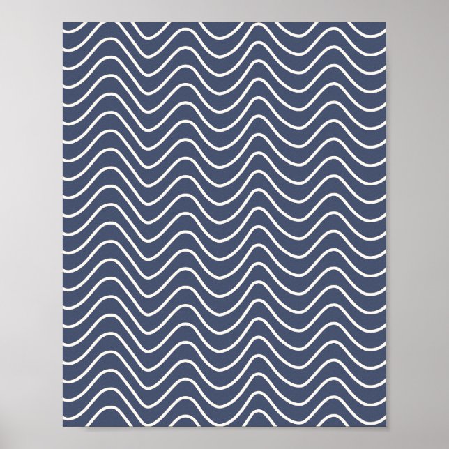 Póster Línea mínima Patrón de Chevron Navy Azul (Frente)