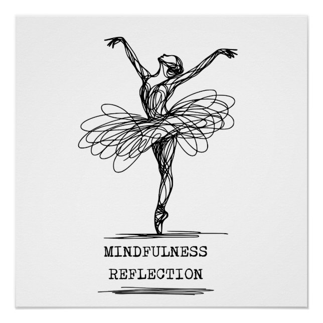 Póster Línea minimalista de arte Ballerina Dance Design (Anverso)