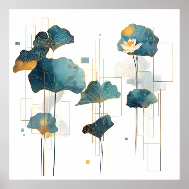 Póster Línea minimalista Ginkgo Lotus Zen (Frente)