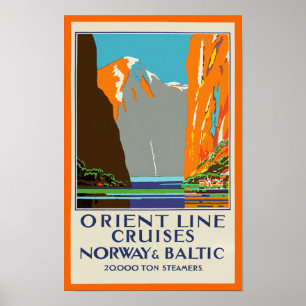 Póster Línea ~ Noruega y Báltico de Oriente de las