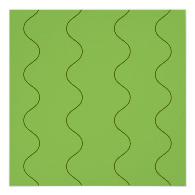 Póster Línea ondulada verde groovy abstracta moderna mini (Anverso)
