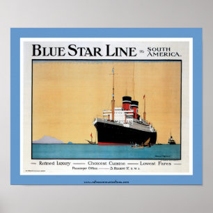 Póster Línea poster de la estrella azul